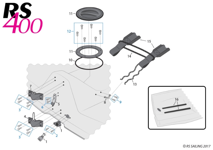 RS400 Hull Parts - Transom Area