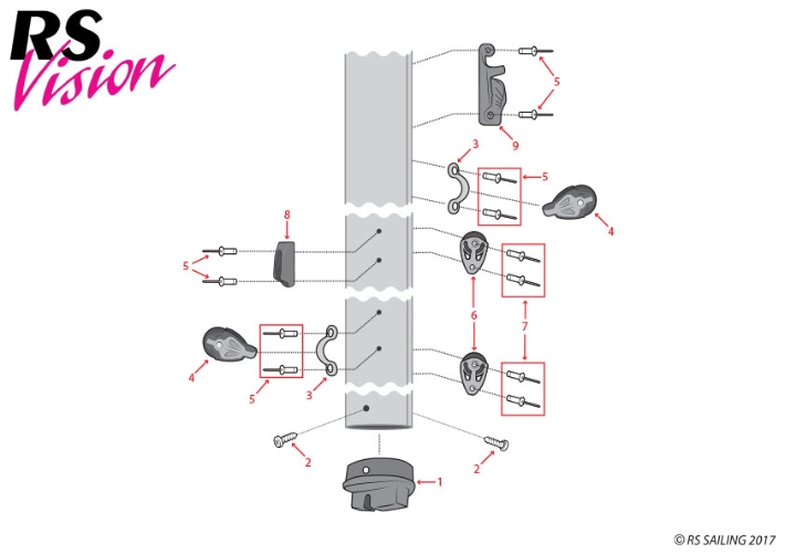 Vision bottom mast parts