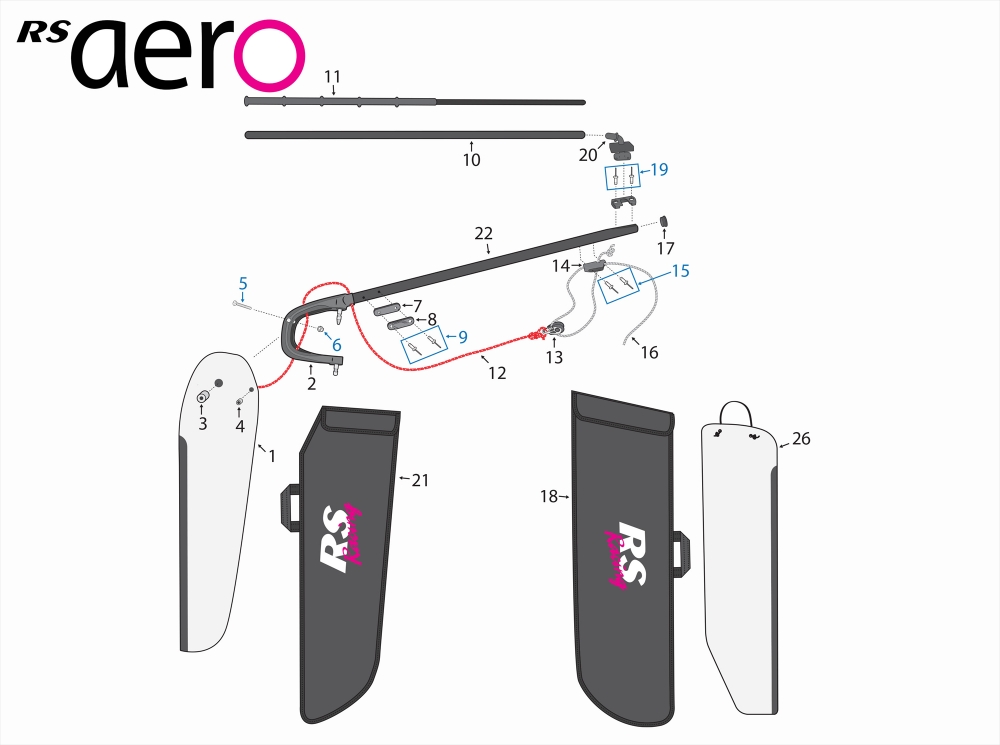 RS Aero Parts - Rudder Stock & Foils - RS Sailing
