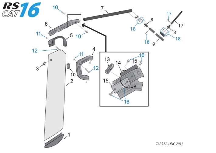 RS CAT16 Rudder Parts